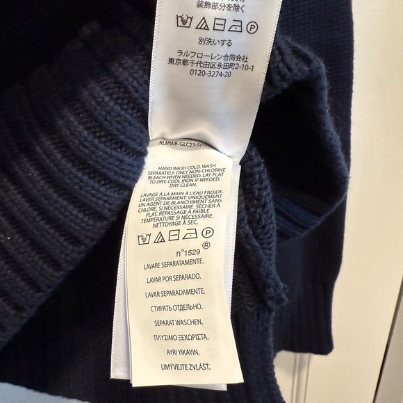 Polo Ralph Lauren Cotton-Linen Crewneck Bear Sweater Navy Blue XL NWT - Picture 6 of 7